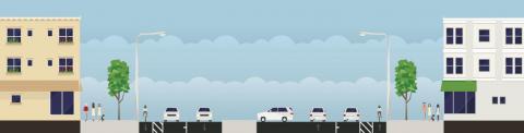 graphic of General Cross Section of Pikes Peak Ave east of Weber St to North Corona St